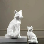 Metal Fox Sculpture - Geometric Gold, back view - House Of Avana