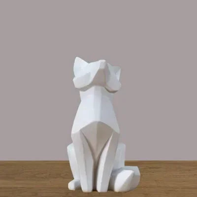 Metal Fox Sculpture - Geometric Gold, angled view - House Of Avana