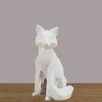Metal Fox Sculpture - Geometric Gold, angled view - House Of Avana