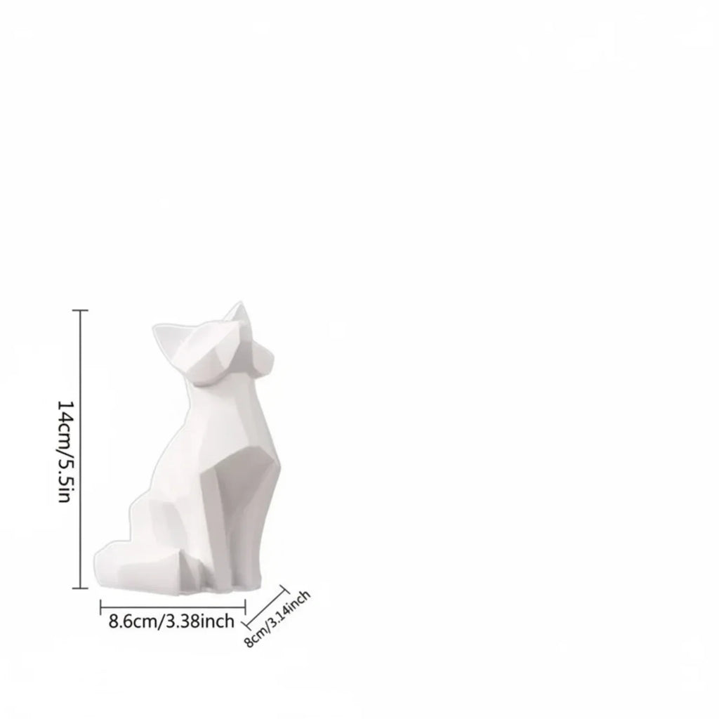 Geometric Fox Sculpture Set Modern Animal Figurines