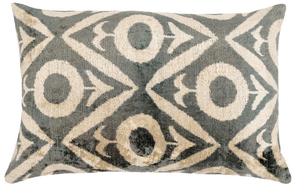 Geometric Gray Beige Throw Pillow 16x24 - Traditional Contemporary Cushion - Elegant Home Décor with Down Feather Insert Canvello