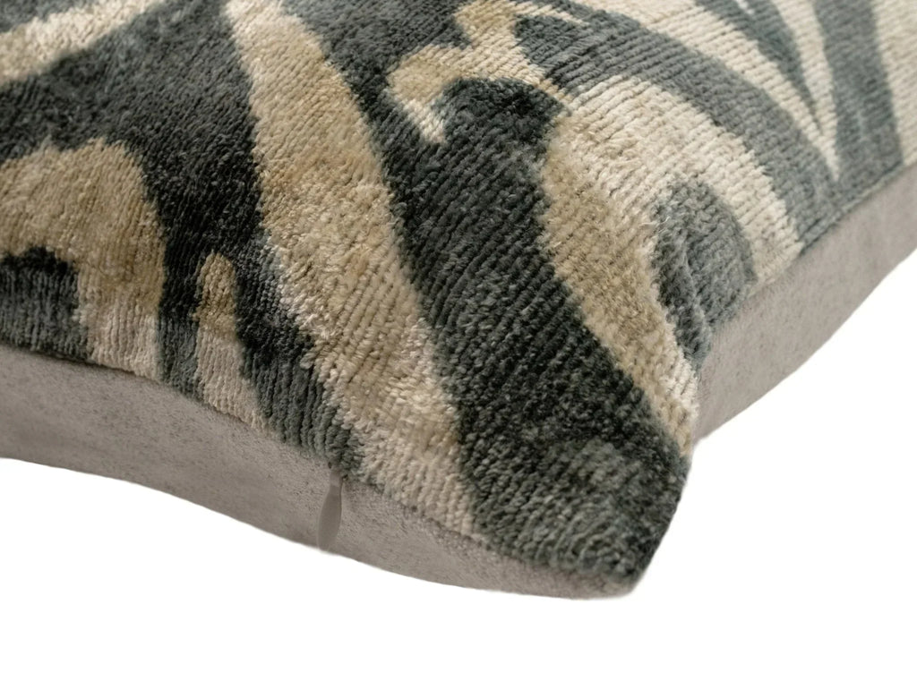 Geometric Gray Beige Throw Pillow 16x24 - Traditional Contemporary Cushion - Elegant Home Décor with Down Feather Insert Canvello