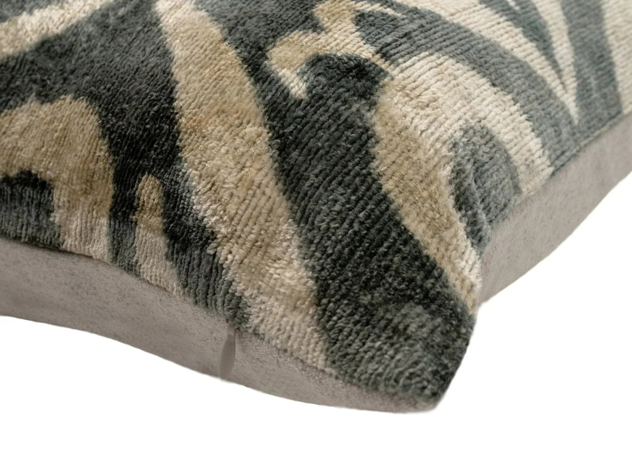 Geometric Gray Beige Throw Pillow 16x24 - Traditional Contemporary Cushion - Elegant Home Décor with Down Feather Insert Canvello
