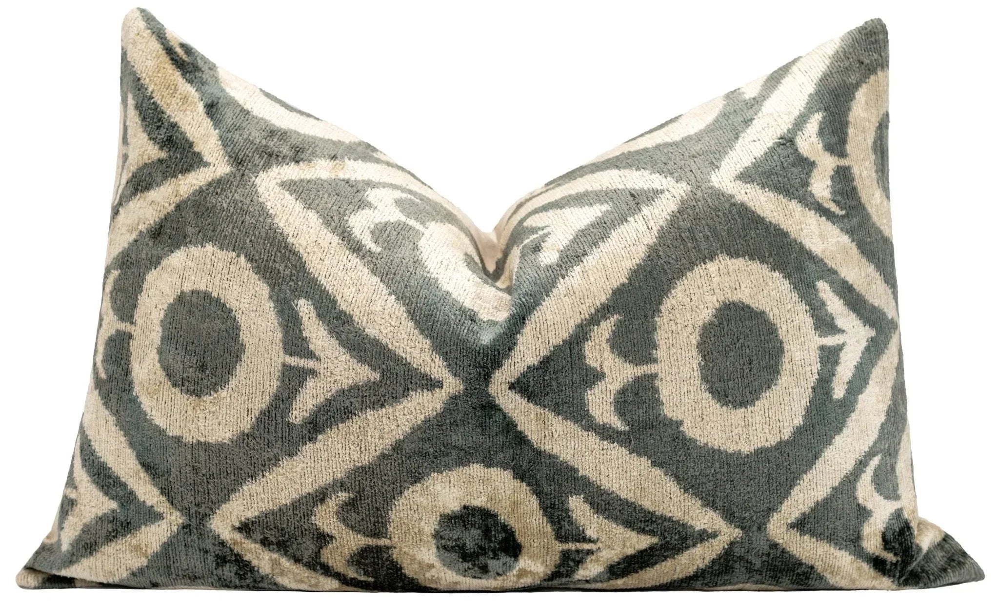 Geometric Gray Beige Throw Pillow 16x24 - Traditional Contemporary Cushion - Elegant Home Décor with Down Feather Insert Canvello