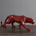 Abstract Panther Statue with Geometric Pattern, back view - House Of Avana