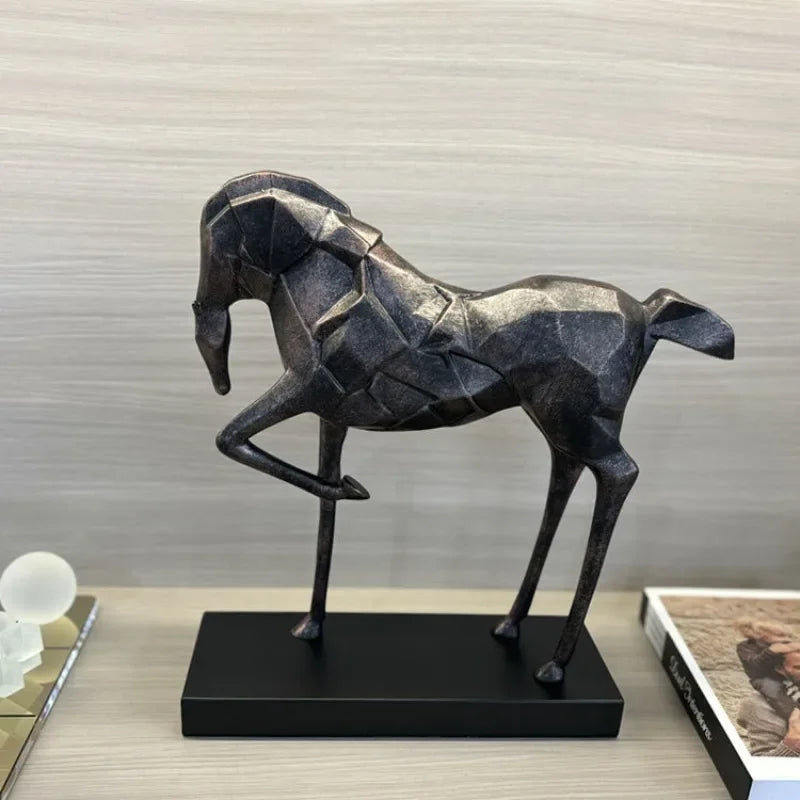 Geometric War Horse Sculpture | Horse Sculpture | overhead view | Abstract home decor | House of Avana