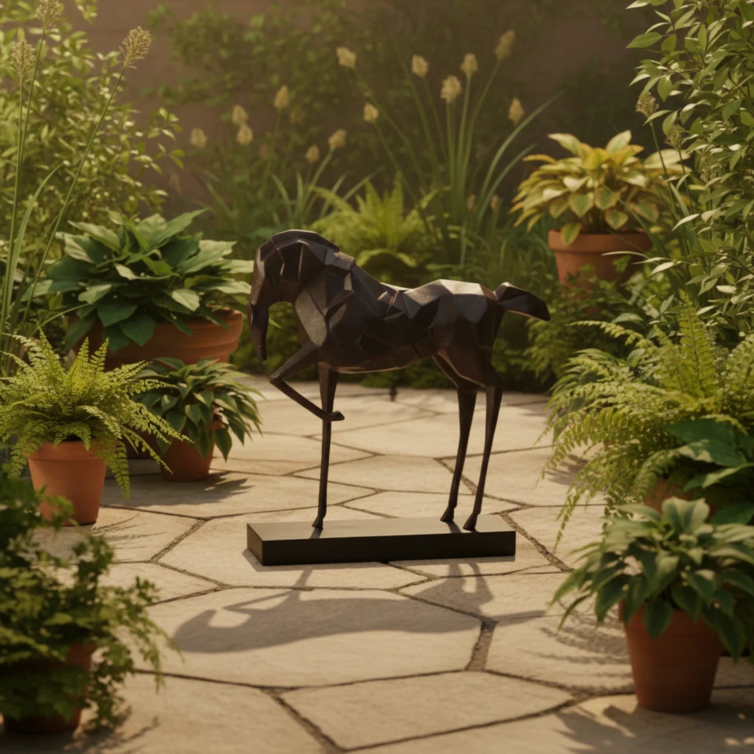 Geometric War Horse Sculpture | Horse Sculpture | scale view | Abstract home decor | House of Avana