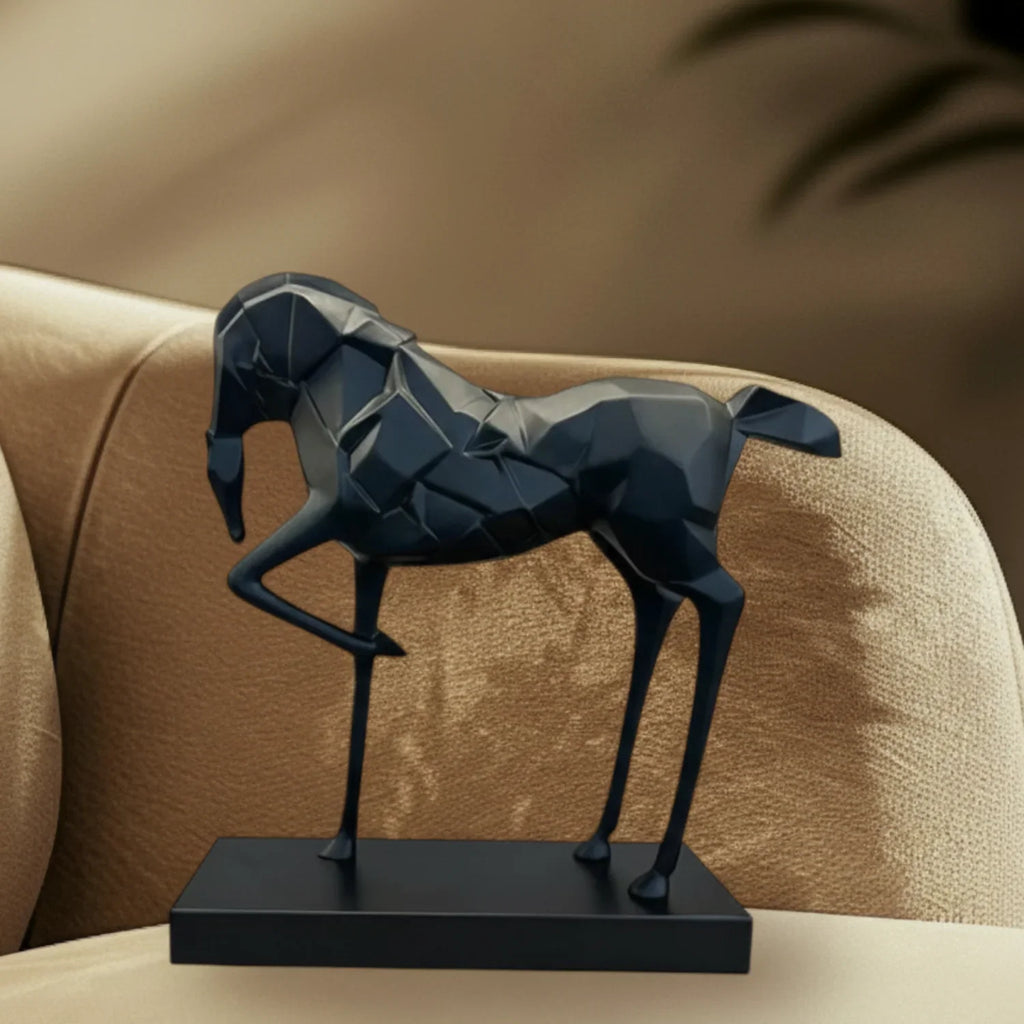 Geometric War Horse Sculpture | Horse Sculpture | angle view | Abstract home decor | House of Avana