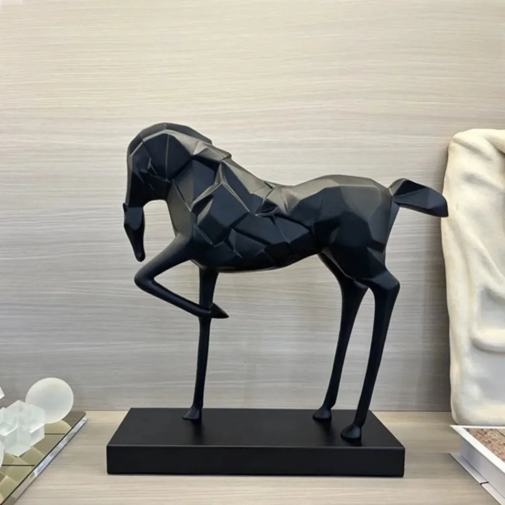 Geometric War Horse Sculpture | Horse Sculpture | side view | Abstract home decor | House of Avana