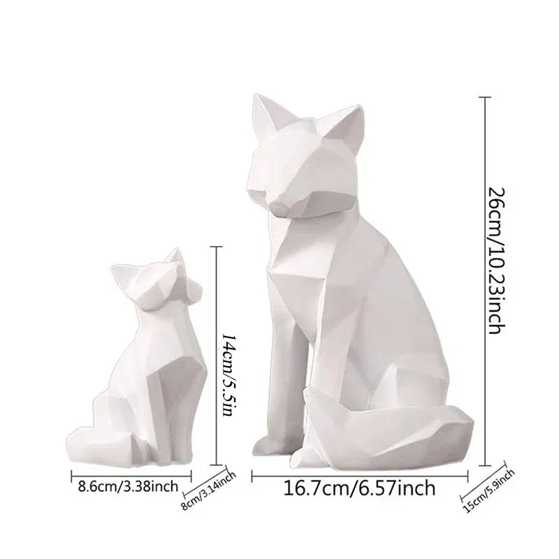Modern Geometric Fox Sculpture Statue - House Of Avana