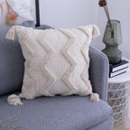 Geometric Cushion Cover With Tassels - House Of Avana