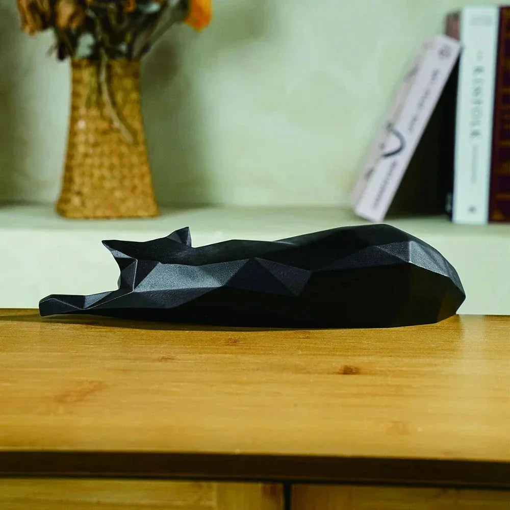 Geometric Lying Cat Figurine - House Of Avana