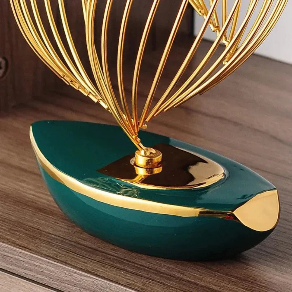 Twisted Geometric Boat Base Metal Sculpture - House Of Avana