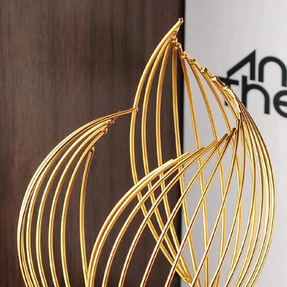 Twisted Geometric Boat Base Metal Sculpture - House Of Avana