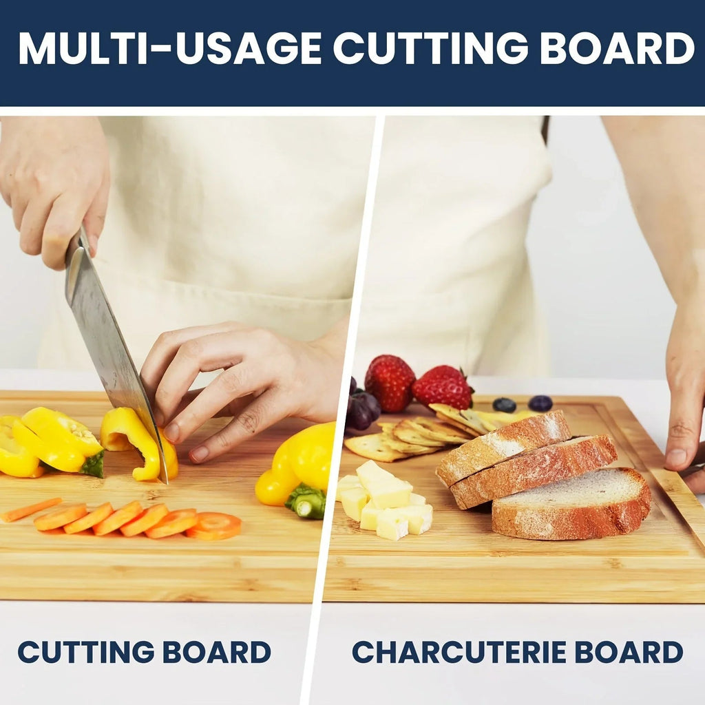 Large Cutting Board, Natural Bamboo, Kitchen Gadgets, Kitchen Items, Juice Groove, Invisible Handle, Knife Friendly, Multifunctional Cutting Board, A Great Holiday Gift For Family And Friends.Mother'S Day. Father'S Day.father House Of Avana [[SKU:HOA-STO-019]]