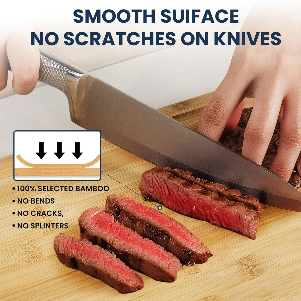 Large Cutting Board, Natural Bamboo, Kitchen Gadgets, Kitchen Items, Juice Groove, Invisible Handle, Knife Friendly, Multifunctional Cutting Board, A Great Holiday Gift For Family And Friends.Mother'S Day. Father'S Day.father House Of Avana [[SKU:HOA-STO-019]]