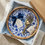 House of Avana Round Blue Mango Wood Serving Tray