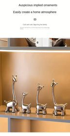 S/set, Ceramic Giraffe Figurines, Decorative Animal Sculptures, Contemporary Home Decor, Glossy Finish... - House Of Avana [[SKU:HOA-SCU-076]]