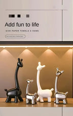 S/set, Ceramic Giraffe Figurines, Decorative Animal Sculptures, Contemporary Home Decor, Glossy Finish... - House Of Avana [[SKU:HOA-SCU-076]]