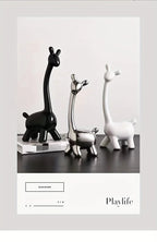 S/set, Ceramic Giraffe Figurines, Decorative Animal Sculptures, Contemporary Home Decor, Glossy Finish... - House Of Avana [[SKU:HOA-SCU-076]]
