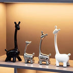 S/set, Ceramic Giraffe Figurines, Decorative Animal Sculptures, Contemporary Home Decor, Glossy Finish... - House Of Avana [[SKU:HOA-SCU-076]]