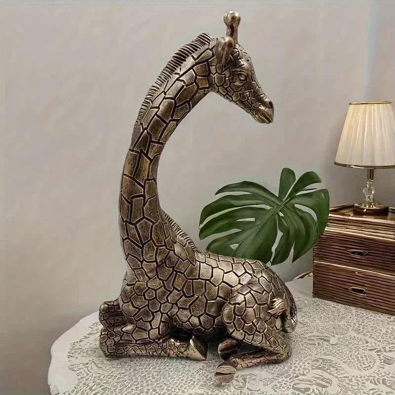 Resin Giraffe Sculpture, Creative New Artwork, Home & Office Decor, Tabletop Ornament, Art & Crafts, Animal Figurine - House Of Avana