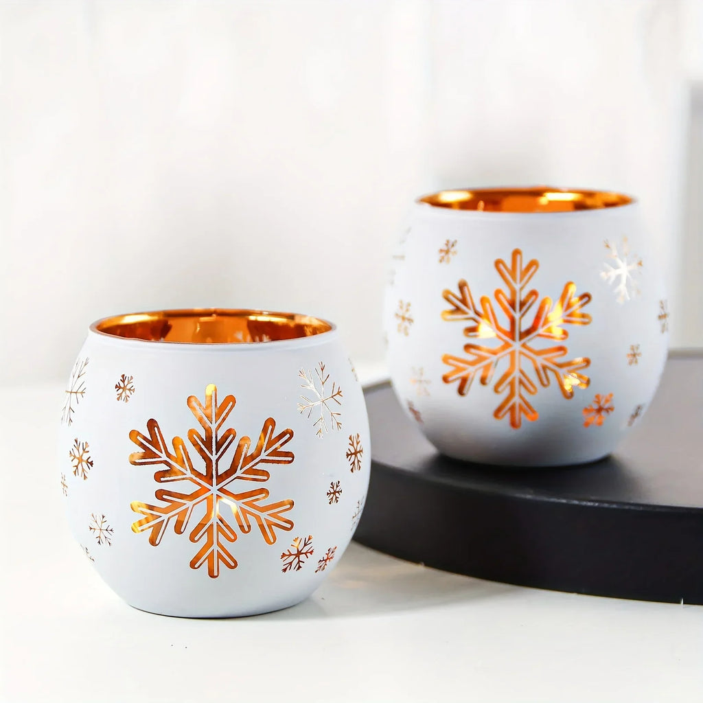 Glass Candle Holders Snowflake Design Clear, texture detail - House Of Avana