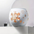 Glass Candle Holders Snowflake Design Clear, side view - House Of Avana