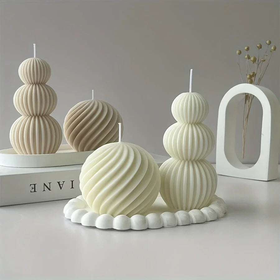 Romantic Wave Sphere Scented Candle - Sandalwood Aroma, Geometric Design for Home Decor, Perfect for Valentine'S Day & Special Occasions House Of Avana
