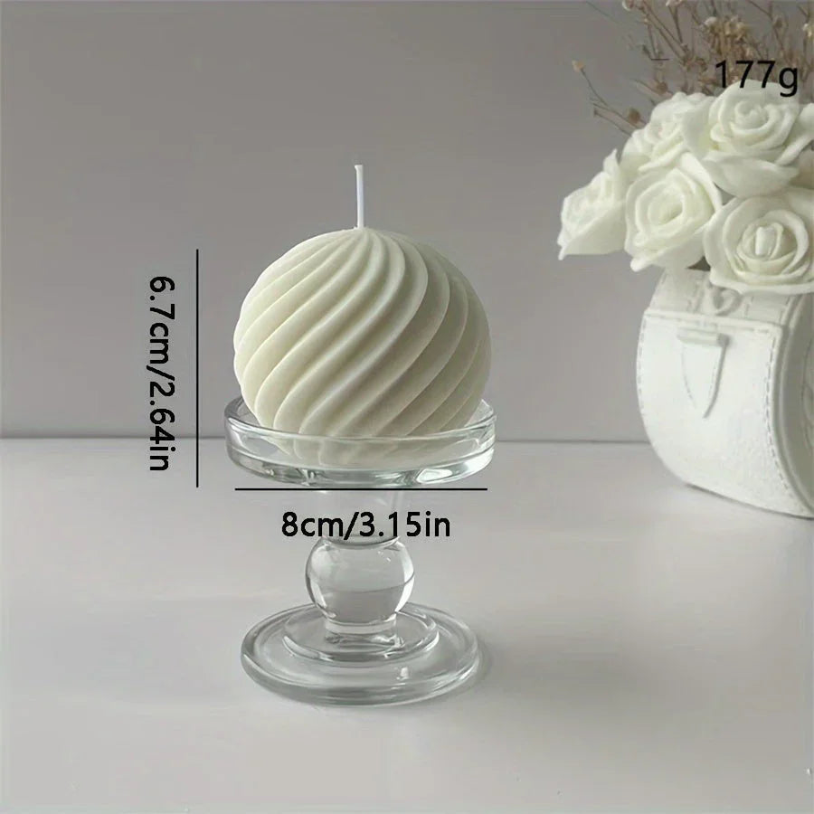 Romantic Wave Sphere Scented Candle - Sandalwood Aroma, Geometric Design for Home Decor, Perfect for Valentine'S Day & Special Occasions House Of Avana