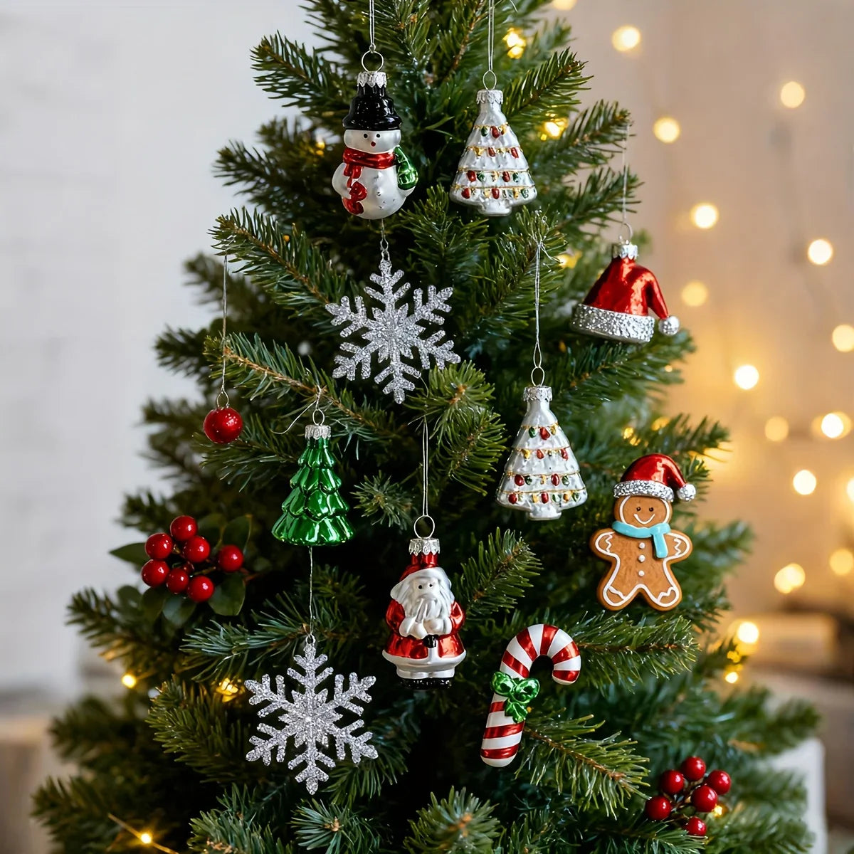 Glass Christmas Ornament Set, S Creative Snowman & Snowflake Pendants - House Of Avana