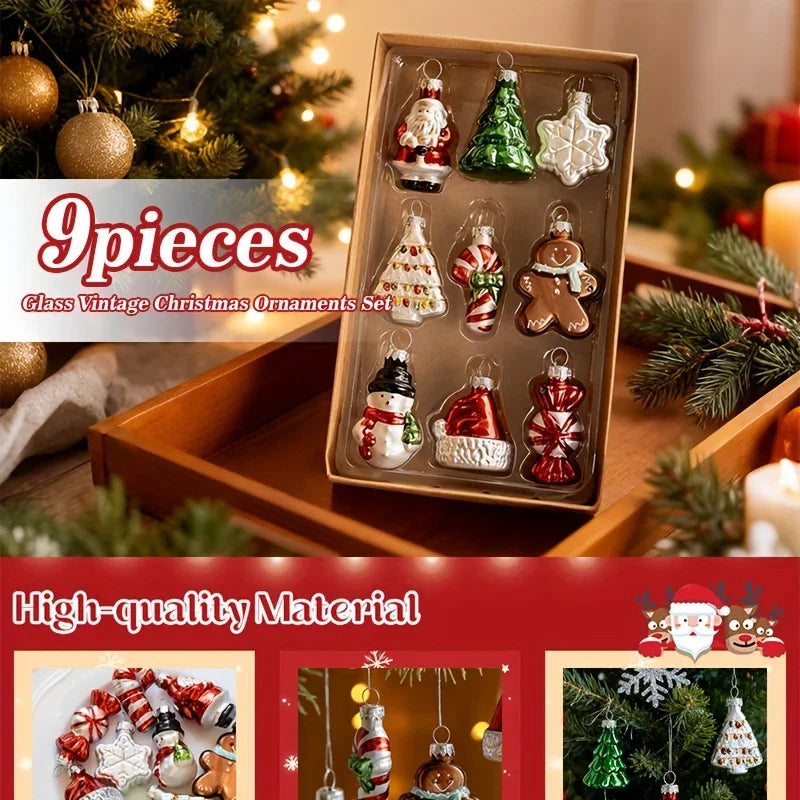 Glass Christmas Ornament Set, S Creative Snowman & Snowflake Pendants - House Of Avana