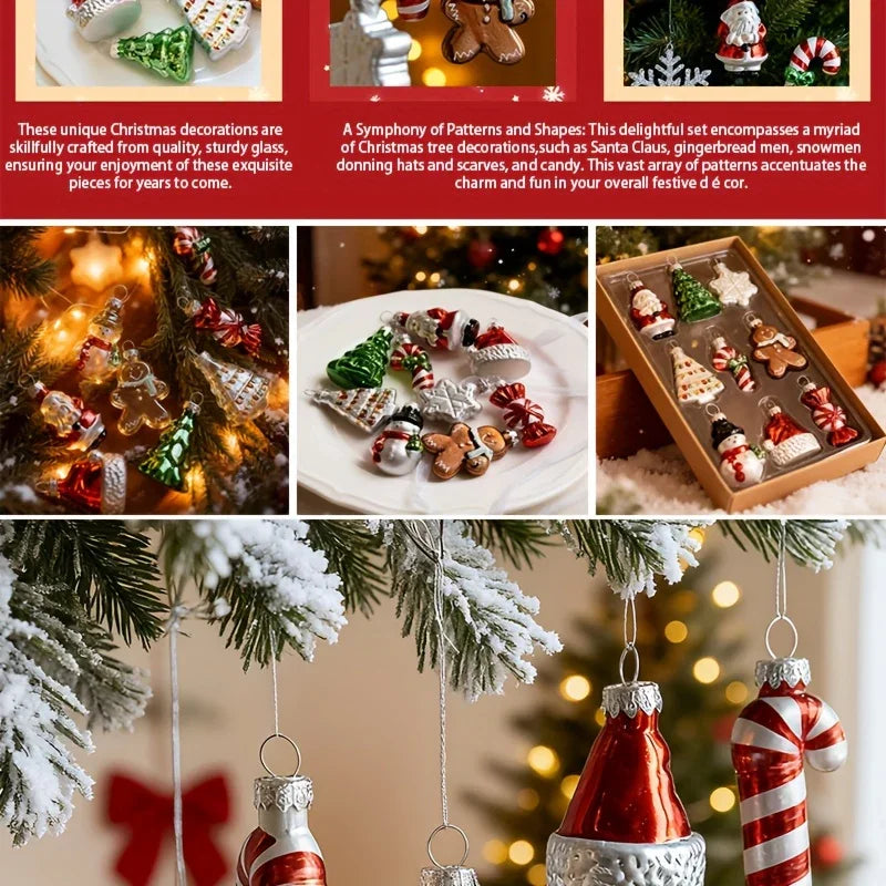 Glass Christmas Ornament Set, S Creative Snowman & Snowflake Pendants - House Of Avana