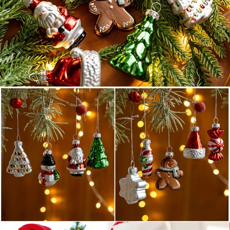 Glass Christmas Ornament Set, S Creative Snowman & Snowflake Pendants - House Of Avana