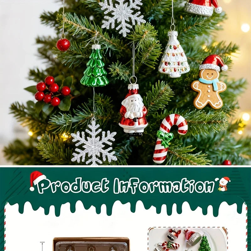 Glass Christmas Ornament Set, S Creative Snowman & Snowflake Pendants - House Of Avana