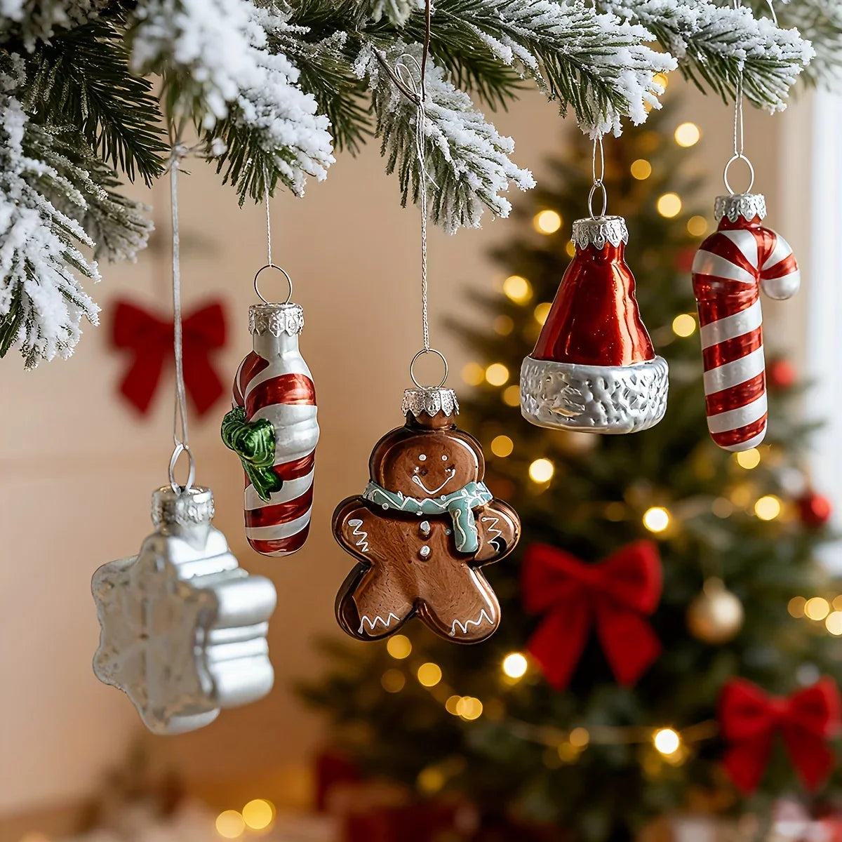 Glass Christmas Ornament Set, S Creative Snowman & Snowflake Pendants - House Of Avana