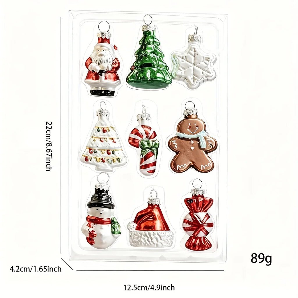 Glass Christmas Ornament Set, S Creative Snowman & Snowflake Pendants - House Of Avana