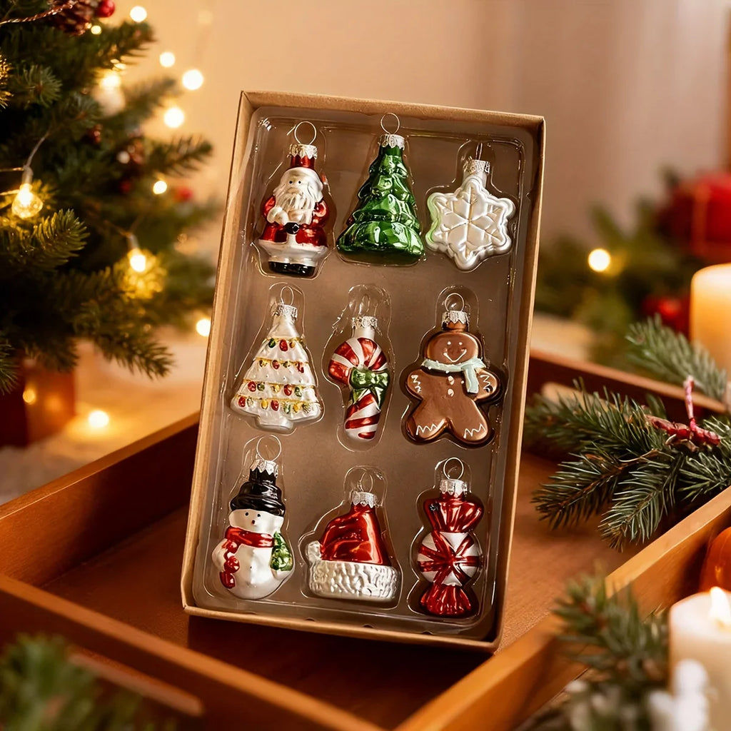 Glass Christmas Ornament Set, S Creative Snowman & Snowflake Pendants - House Of Avana