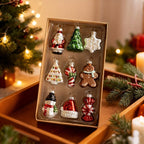 Glass Christmas Ornament Set, S Creative Snowman & Snowflake Pendants - House Of Avana