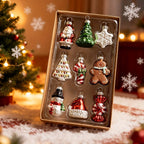 Glass Christmas Ornament Set, S Creative Snowman & Snowflake Pendants - House Of Avana