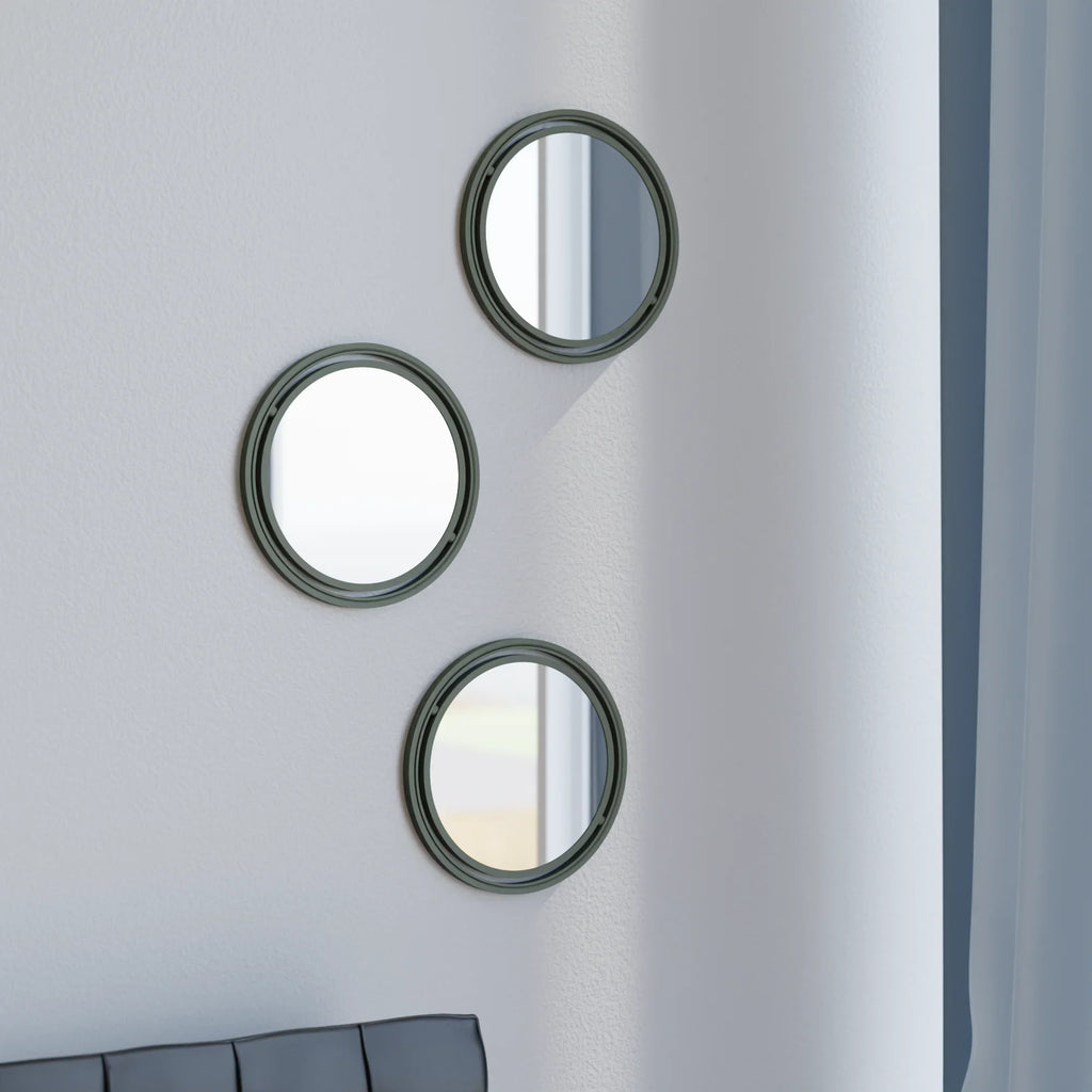 SET OF 3 GLOBE Mirror Modernized Pottery