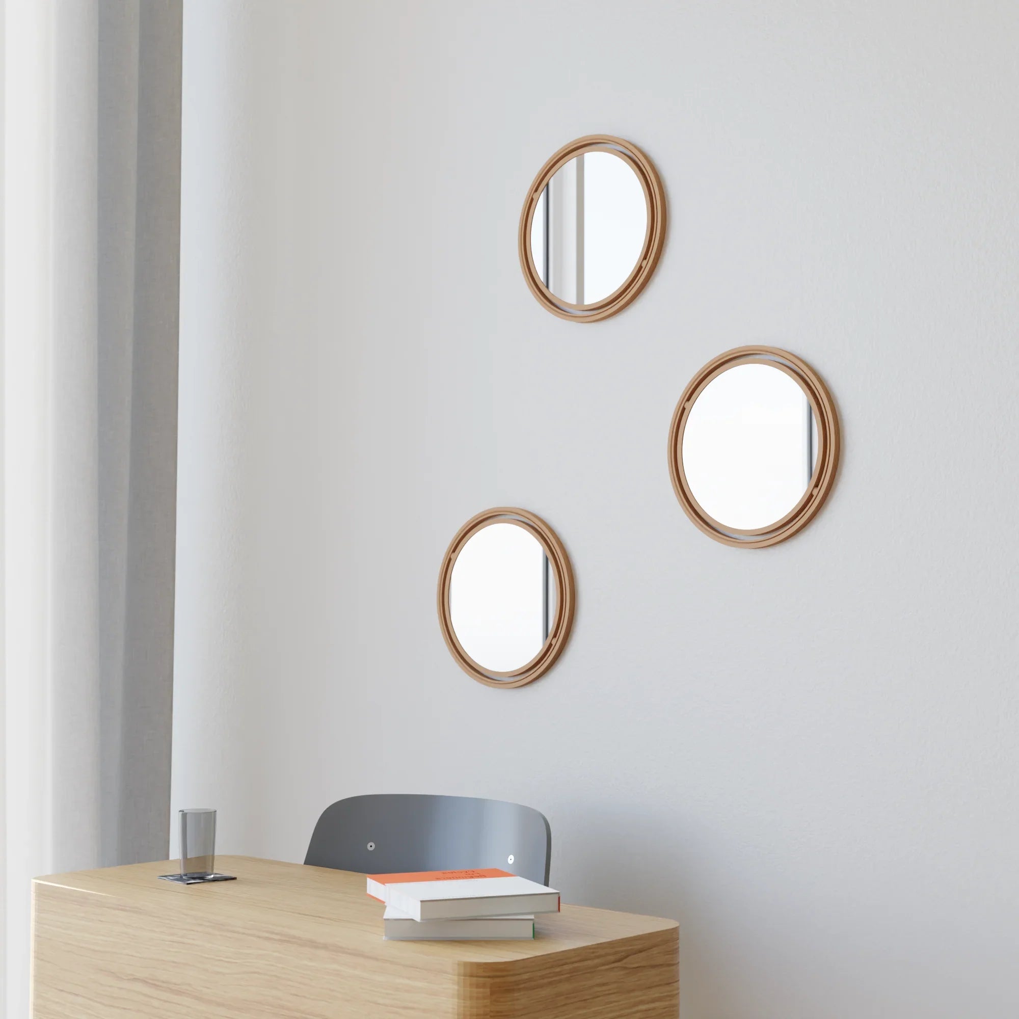 SET OF 3 GLOBE Mirror Modernized Pottery