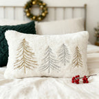 Gold Embroidered Christmas Tree Pillow Cover - Luxury Velvet Decorative Pillowcase - House Of Avana