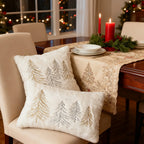 Gold Embroidered Christmas Tree Pillow Cover - Luxury Velvet Decorative Pillowcase - House Of Avana