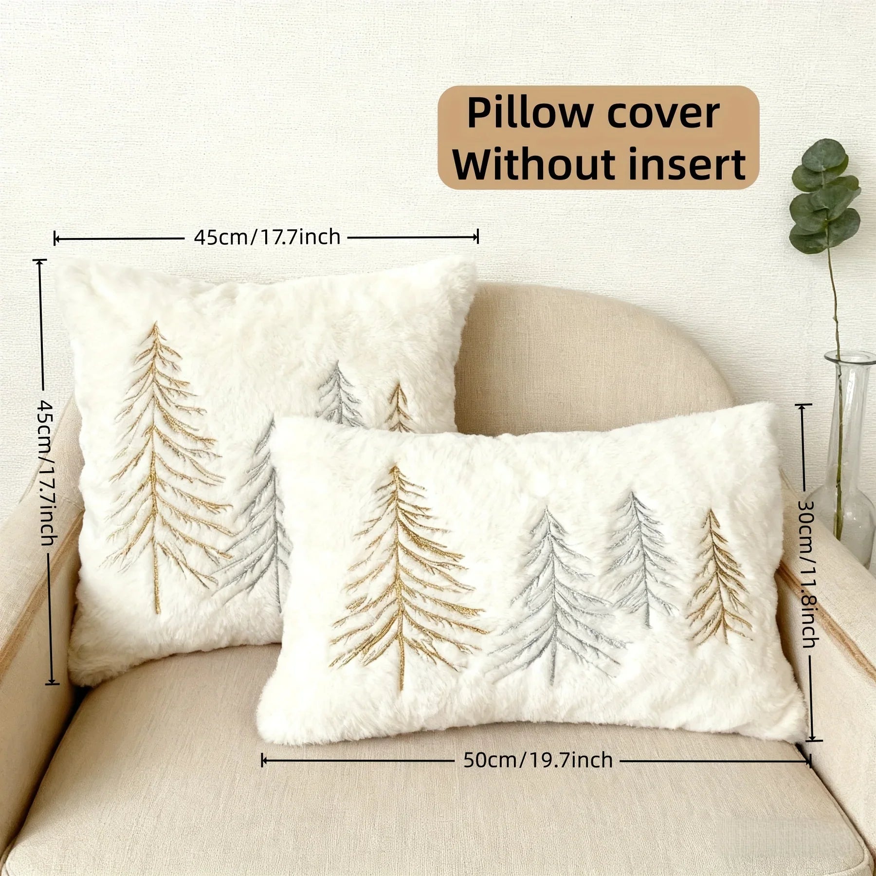 Gold Embroidered Christmas Tree Pillow Cover - Luxury Velvet Decorative Pillowcase - House Of Avana