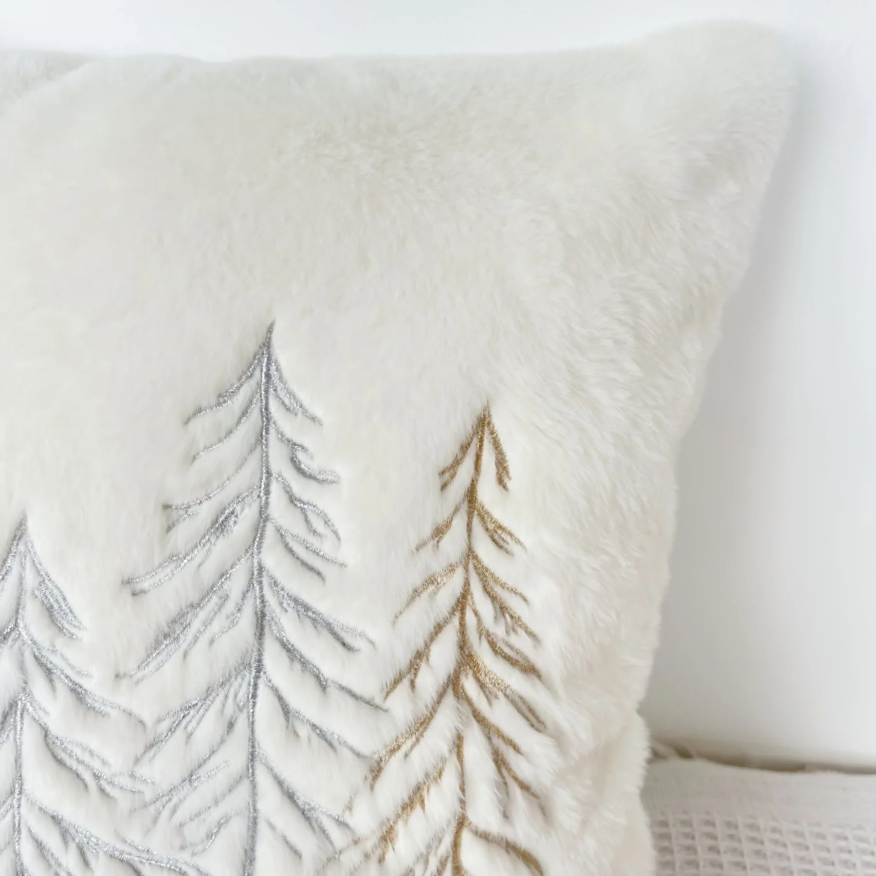 Gold Embroidered Christmas Tree Pillow Cover - Luxury Velvet Decorative Pillowcase - House Of Avana