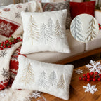 Gold Embroidered Christmas Tree Pillow Cover - Luxury Velvet Decorative Pillowcase - House Of Avana