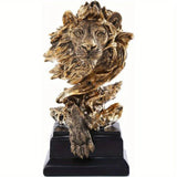 Lion King Statue - Golden Sandstone King of Beasts Figurine, Dynamic Pose with Fierce Expression, Ideal for Home & Study Decor, Great Collectible Gift, Lion Wall Decor - House Of Avana