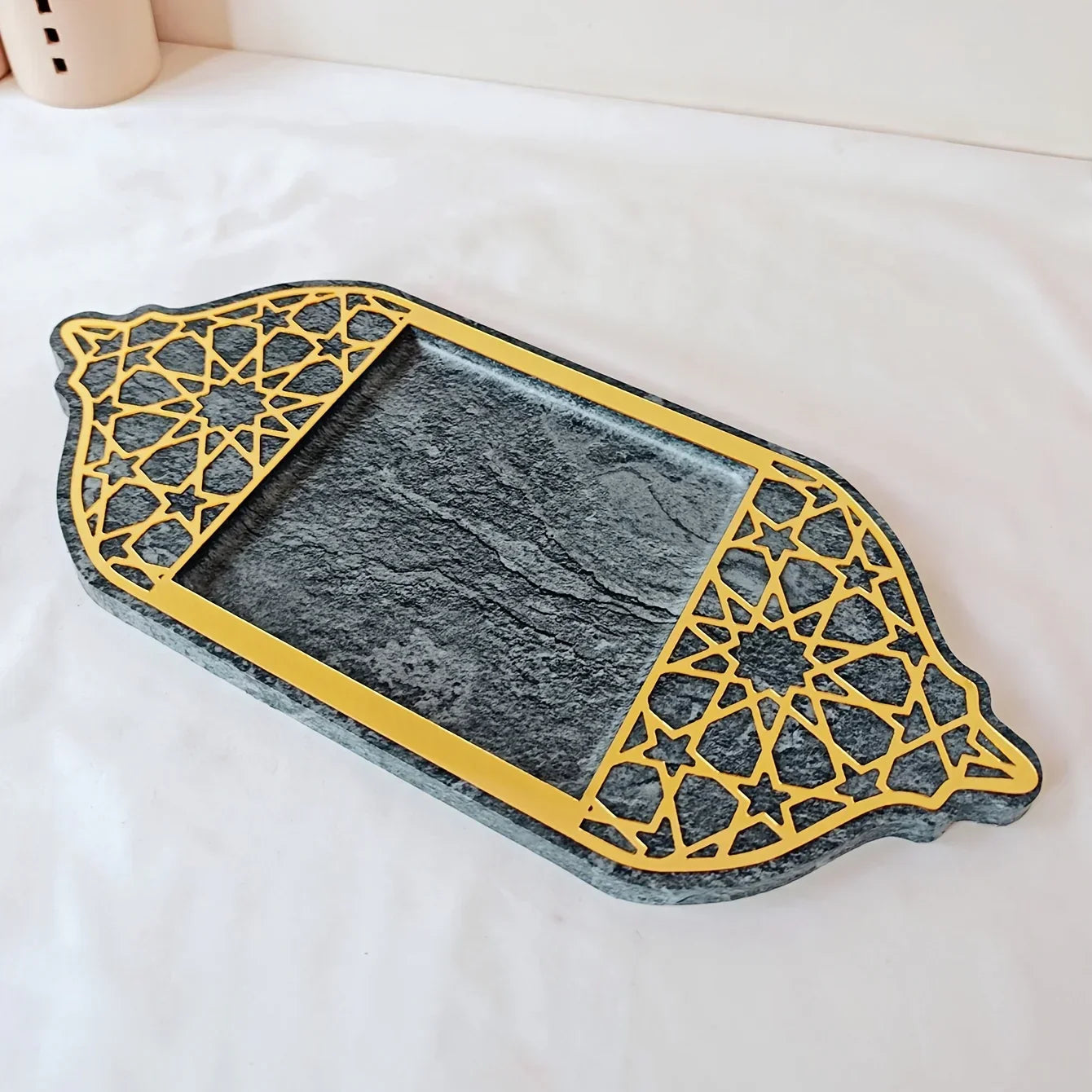 Golden Acrylic Tray - Ramadan Lantern Storage