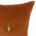 Golden Bee Silk Velvet Throw Pillow, 12" X 12" Chouchou Touch